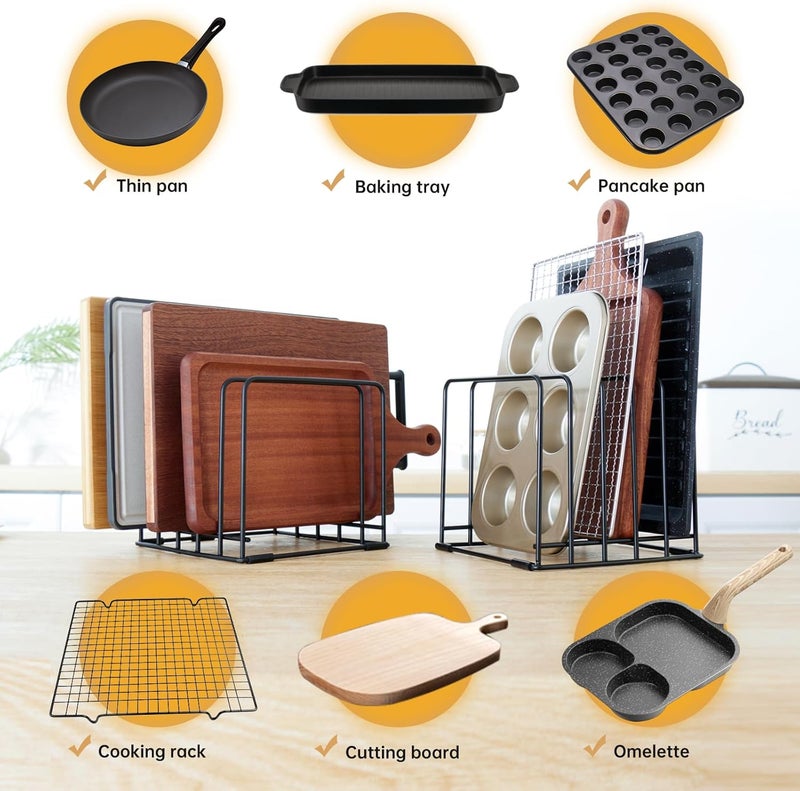 Eyskutvjc 2-Pack 5-Tier Cutting Board Holder, Kitchen Cabinet Organizer Holder, Space-Saving Kitchen Storage for Cutting Boards, Bakeware, Trays,Thin Pans and Cookbooks, Baking Sheets Organizer - Image 3